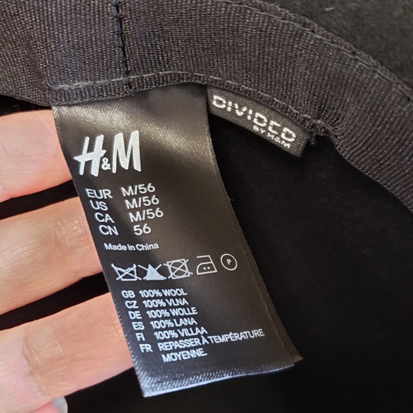 NWOT H&M 100% Wool Black Wide Brim Bow Ribbon Hat - Picture 6 of 7